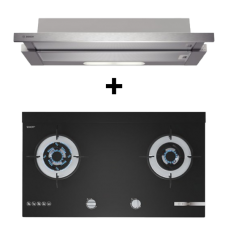 (BUNDLE)BOSCH DHI923GSG Telescopic Cooker Hood(90cm) + Bosch PMD82D31AF 2 Burner Gas hob